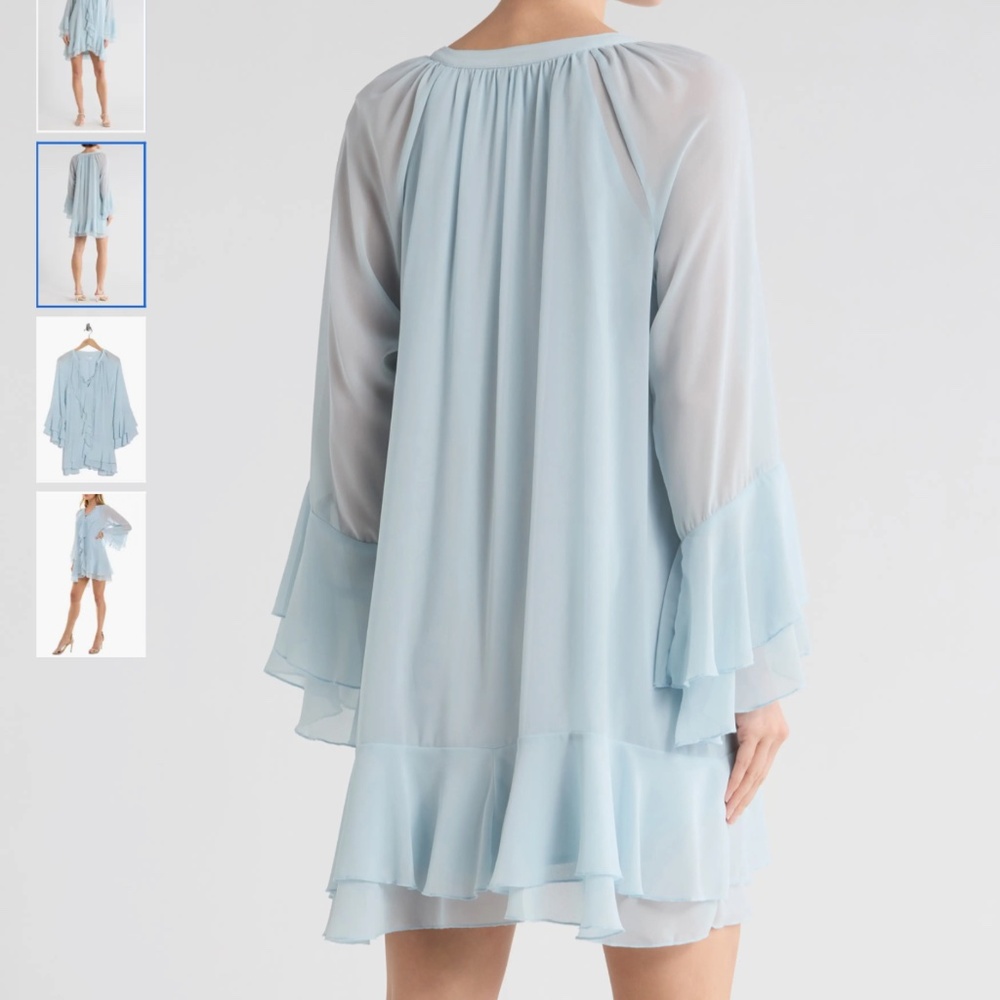 Socialite Bell Sleeve Ruffle Minidress, size XS - Picture 2 of 11